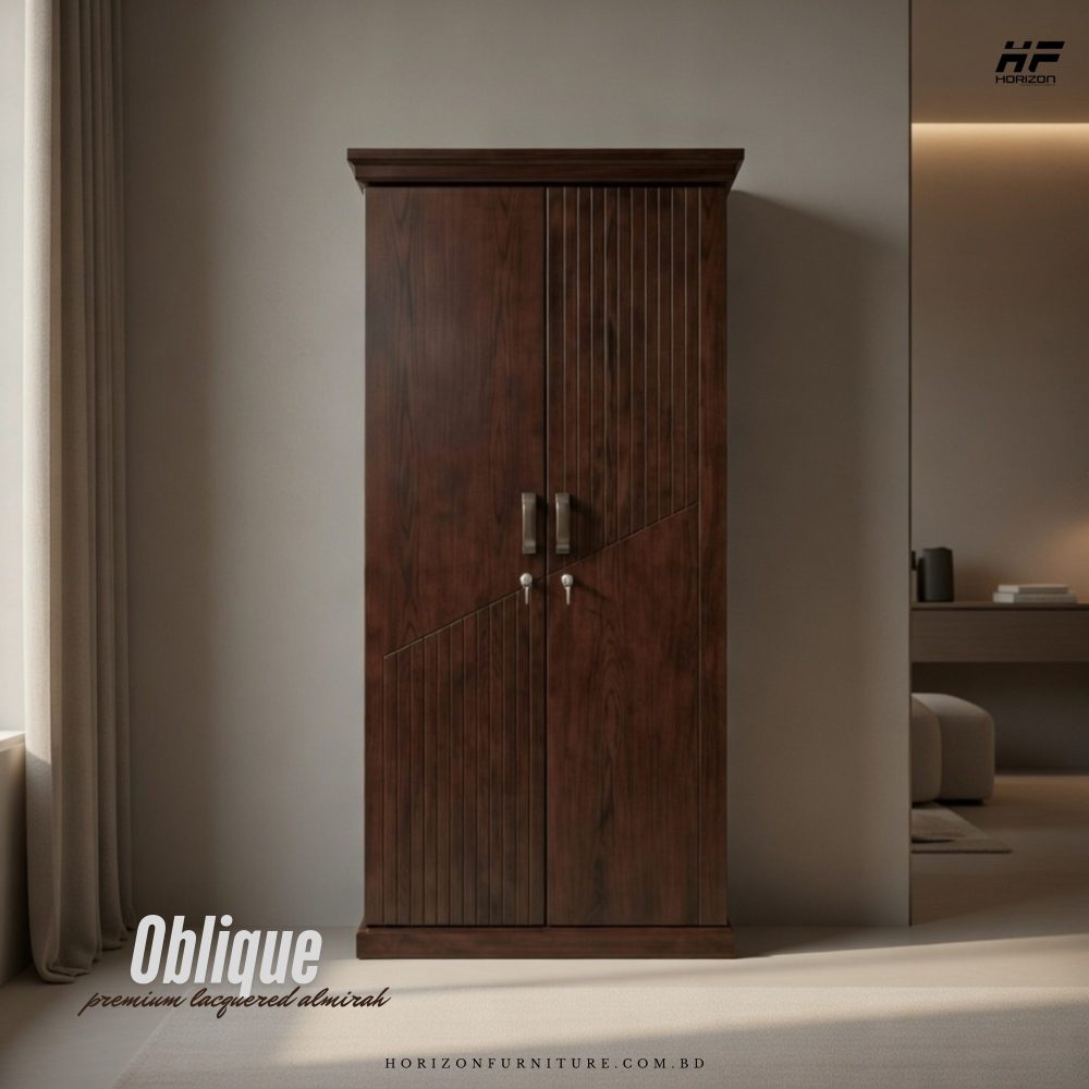 Oblique-7.jpg Horizon Premium Lacquer Finish 2-Door Closet Almirah - Oblique - Image 1