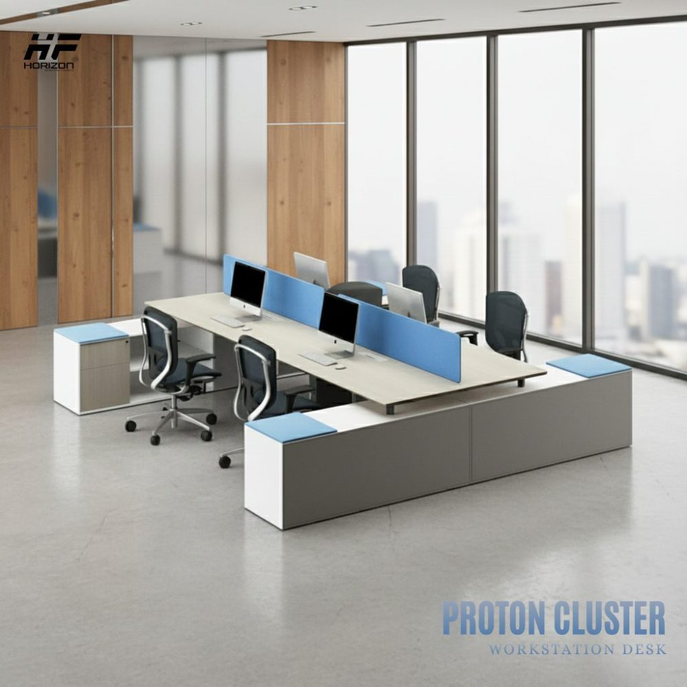 Time-19.jpg Horizon Premium 4-Person Office Workstation Desk- Proton Cluster - Image 1